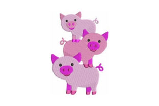 Farm Pigs Embroidery Design