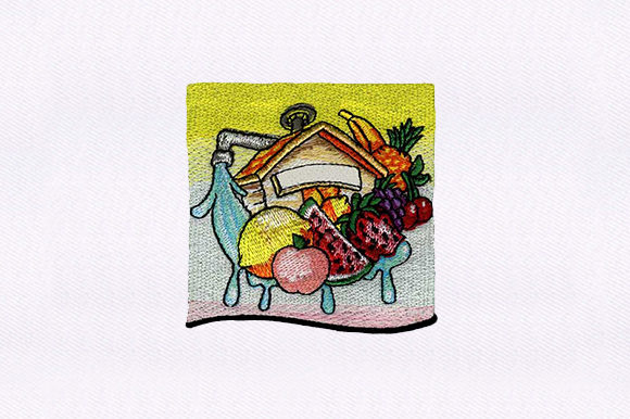 Fruits House Embroidery Design