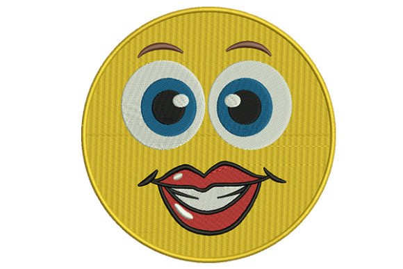Lips Emoji Embroidery Design
