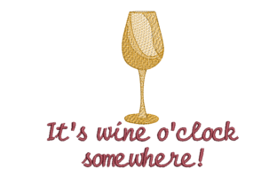 Wine O' Clock Embroidery Design